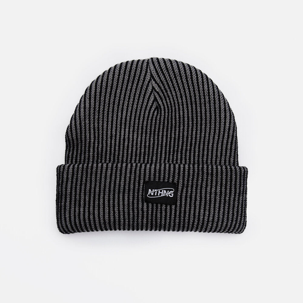Gorro de tricot canelado cinza Gorro de tricot canelado cinza