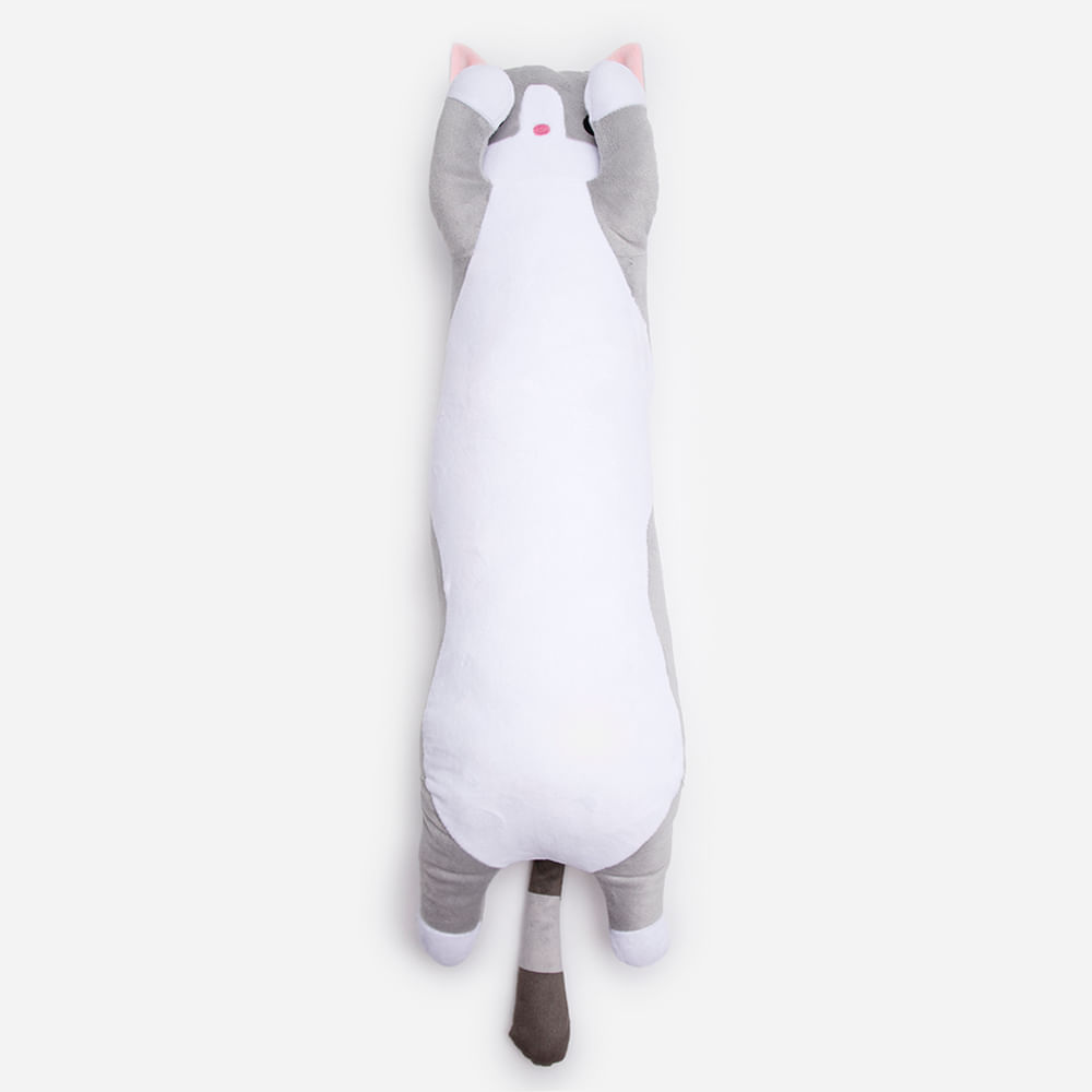 Gato alongado de pelúcia cinza