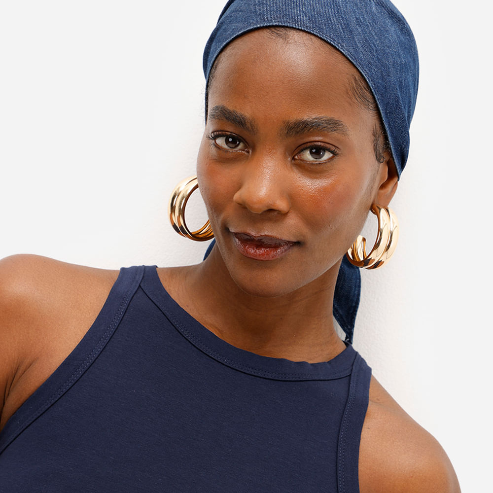 Lenço jeans triangular azul