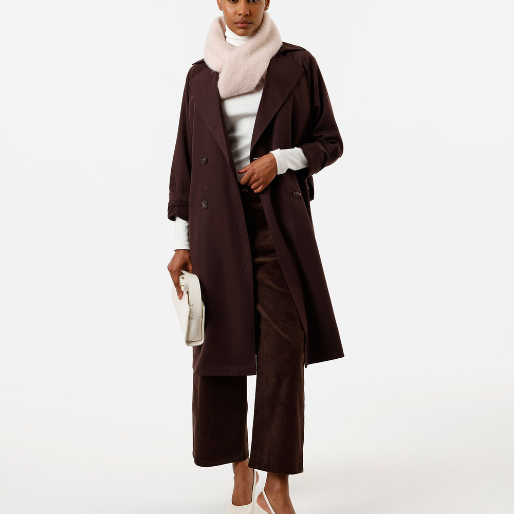 Casaco trench coat midi feminino marrom Casaco trench coat midi feminino marrom