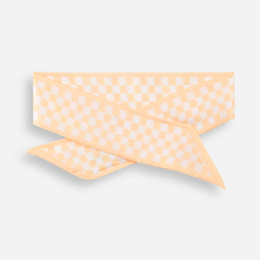 Lenço faixa xadrez acetinado amarelo Lenço faixa xadrez acetinado amarelo