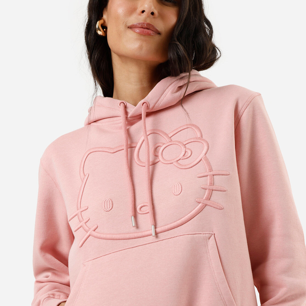 Blusão feminino de moletom com capuz bordado hello kitty rosa Blusão feminino de moletom com capuz bordado hello kitty rosa