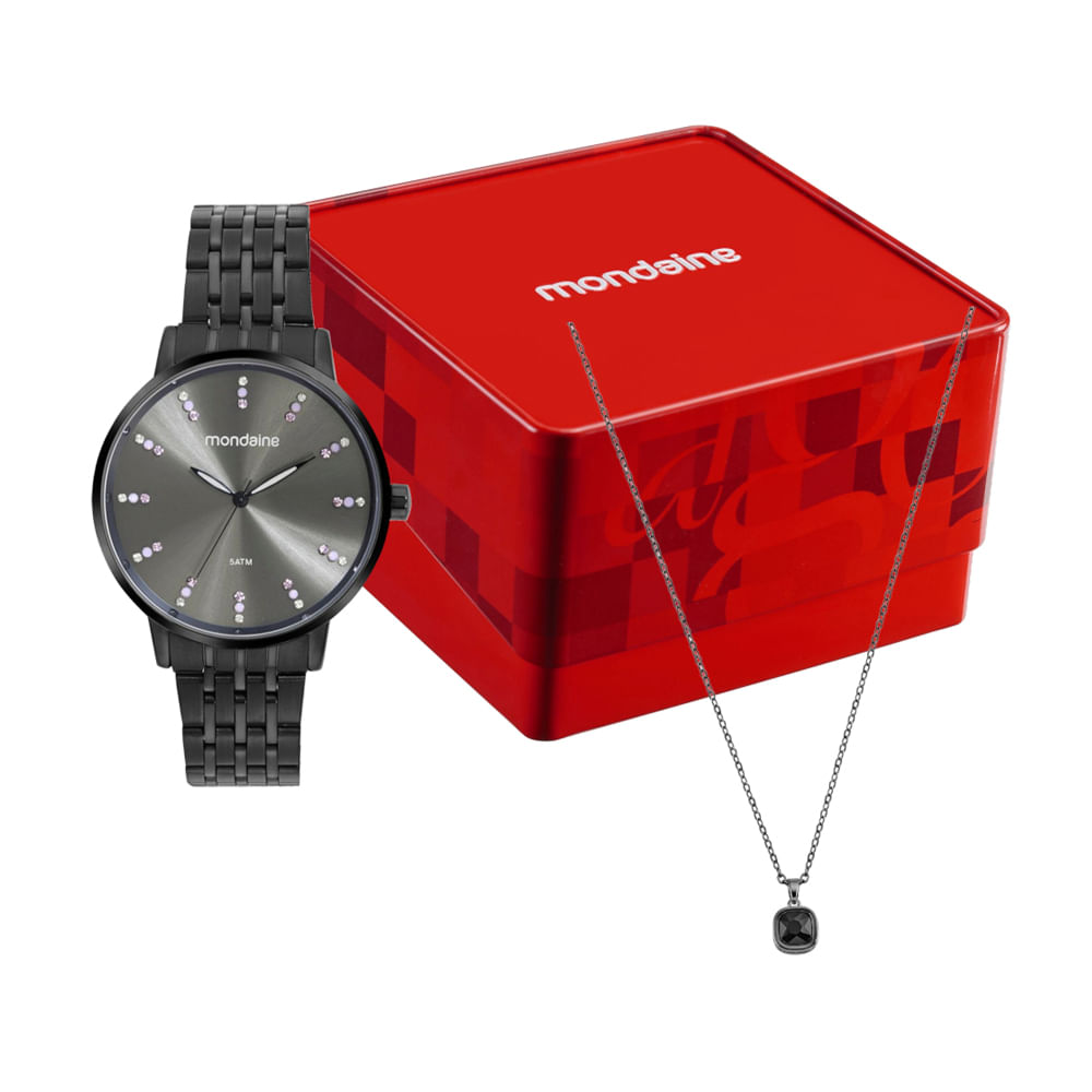 Kit relógio feminino mondaine analógico 32666lpmvpe2kb preto Kit relógio feminino mondaine analógico 32666lpmvpe2kb preto