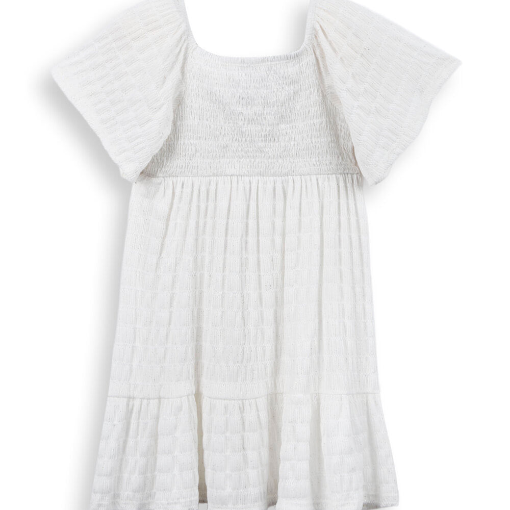 Vestido infantil manga ampla com brilhos off white Vestido infantil manga ampla com brilhos off white
