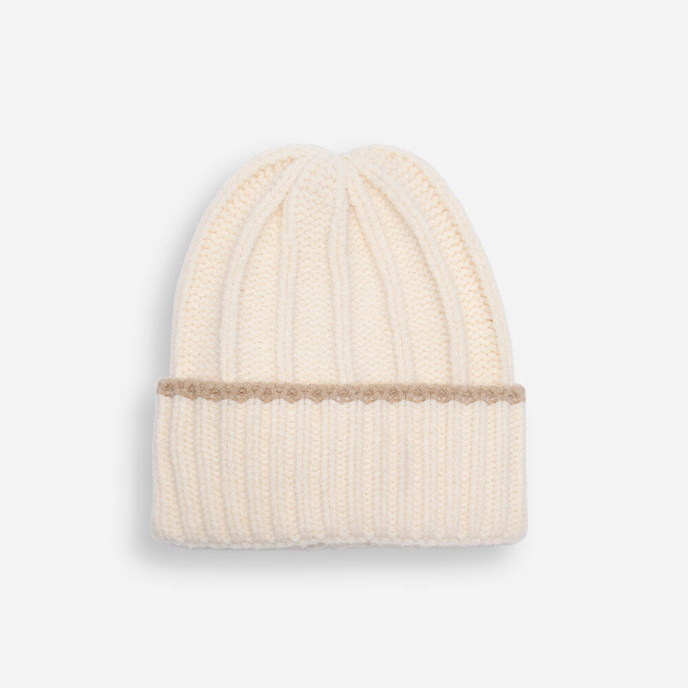 Gorro de tricot com listra off white Gorro de tricot com listra off white