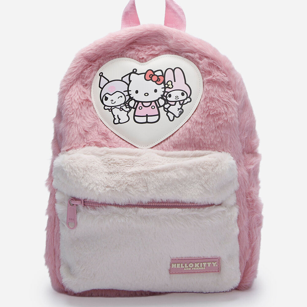 Mochila infantil de pelúcia hello kitty e amigos rosa Mochila infantil de pelúcia hello kitty e amigos rosa