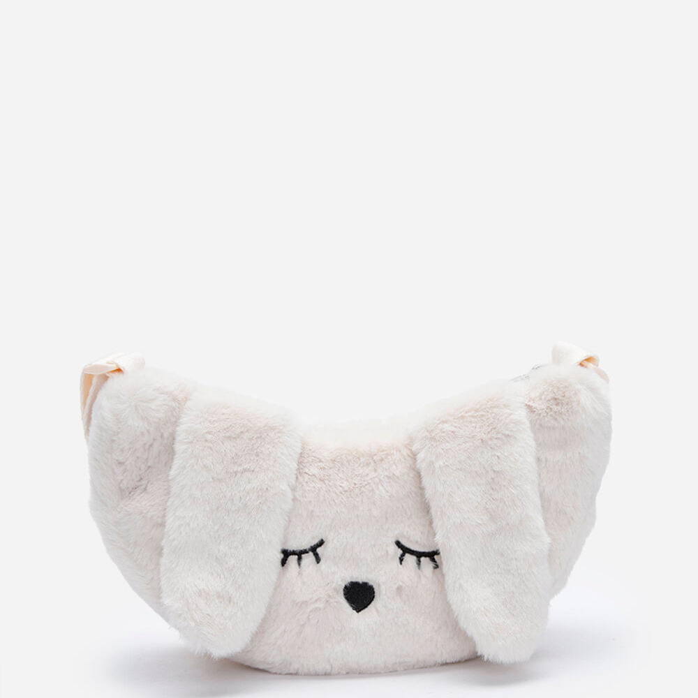 Bolsa infantil de pelúcia coelho bege