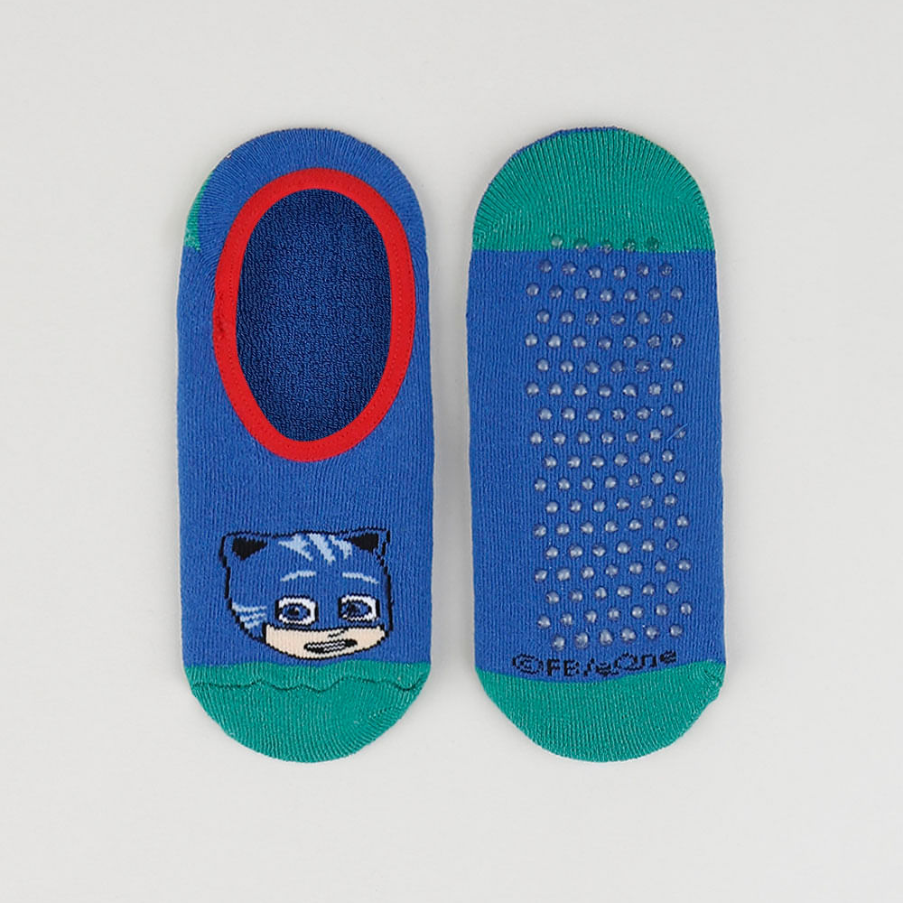 Meia Infantil Sapatilha Menino Gato PJ Masks Atoalhada com Sola Antiderrapante Azul Meia Infantil Sapatilha Menino Gato PJ Masks Atoalhada com Sola Antiderrapante Azul