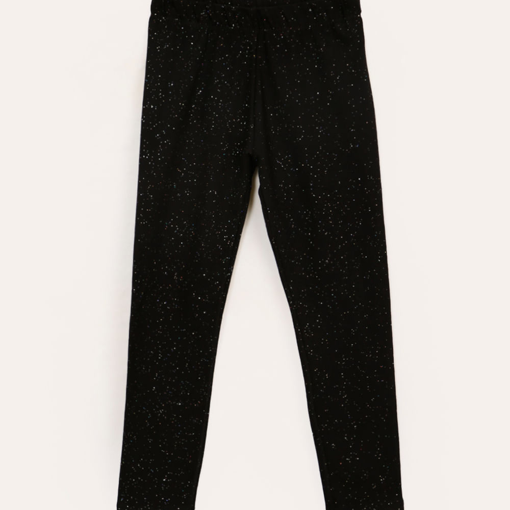 Calça legging infantil com glitter cinza - preto Calça legging infantil com glitter cinza - preto