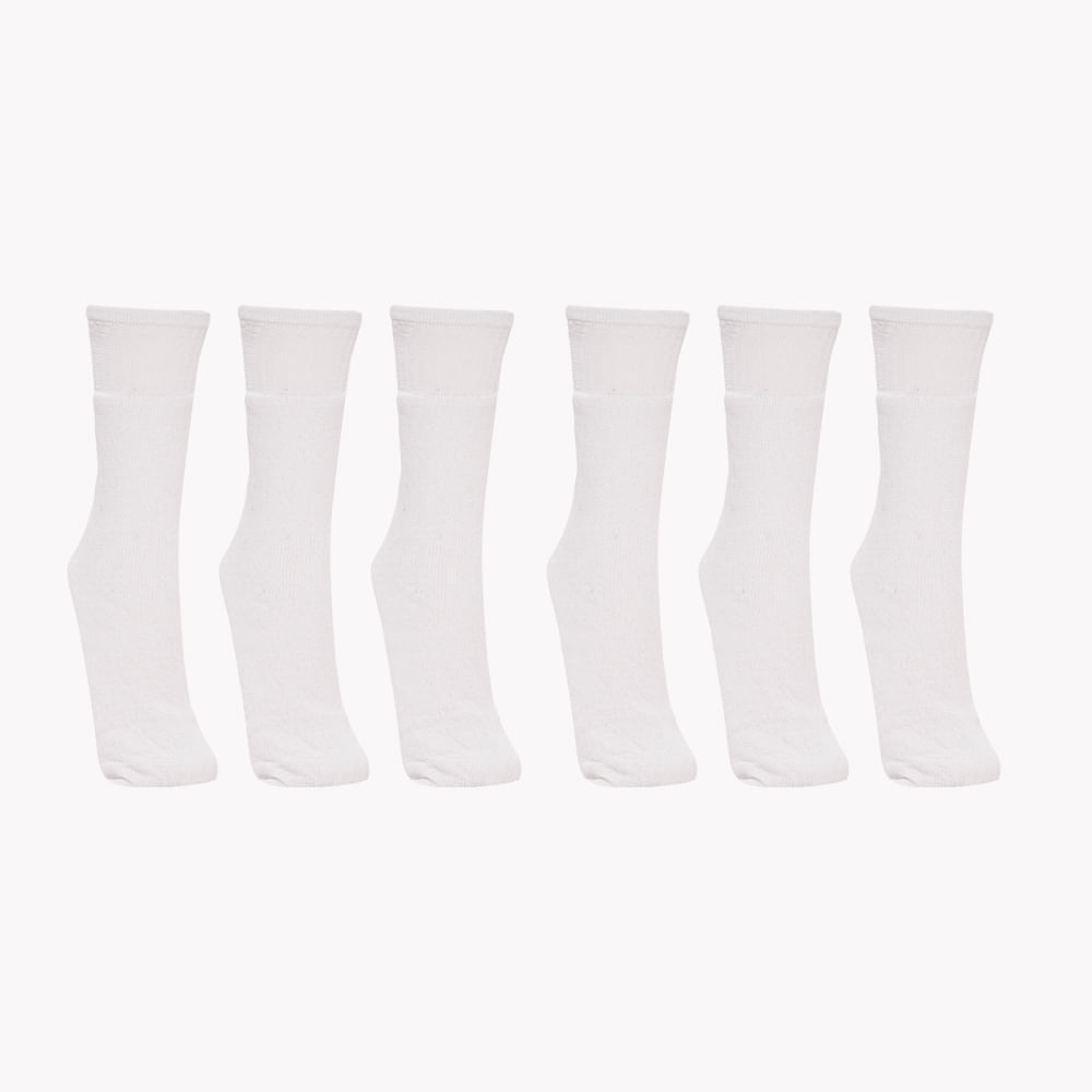Kit de 6 pares de meias masculinas cano longo branca Kit de 6 pares de meias masculinas cano longo branca