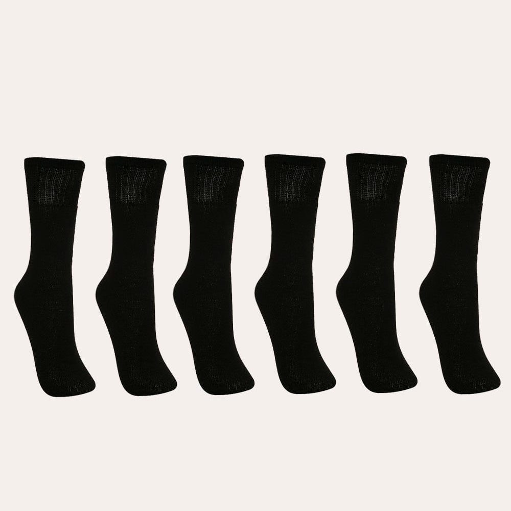Kit de 6 pares de meias masculinas cano longo preta Kit de 6 pares de meias masculinas cano longo preta