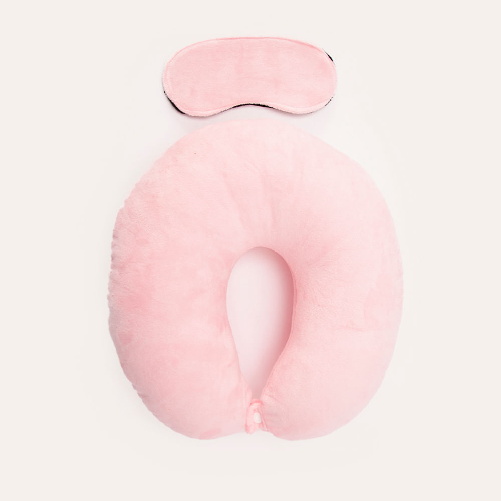 Apoio de pescoço com máscara de dormir rosa Apoio de pescoço com máscara de dormir rosa