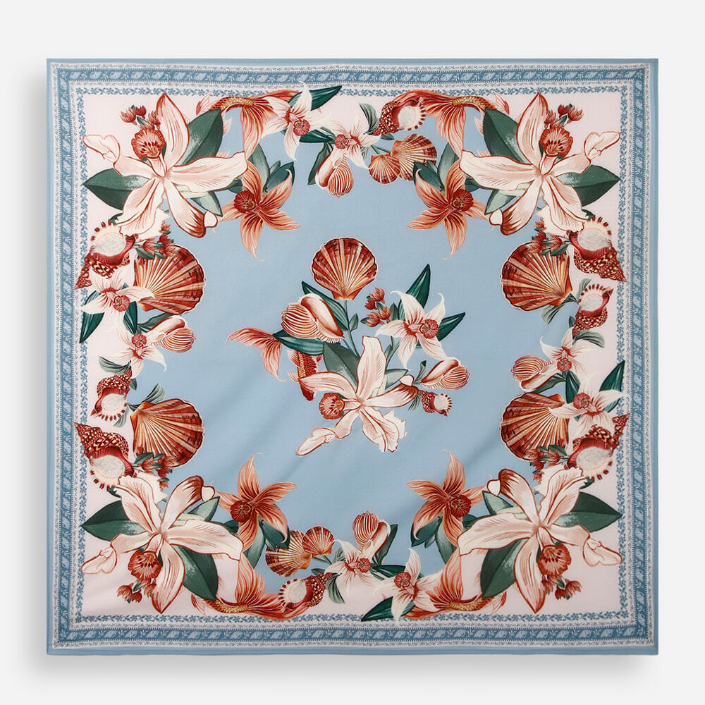 Lenço quadrado floral azul Lenço quadrado floral azul