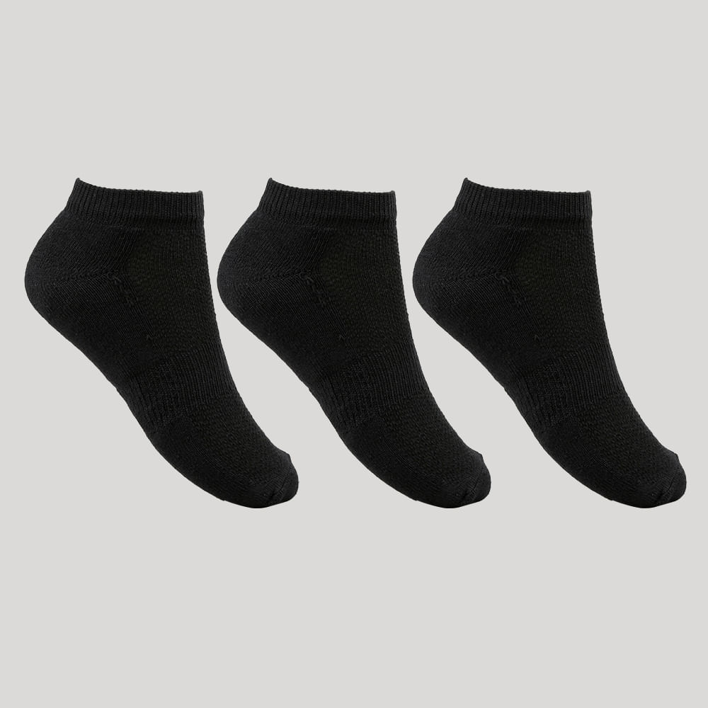 Kit de 3 meias masculinas cano baixo preta Kit de 3 meias masculinas cano baixo preta