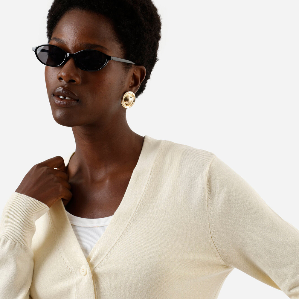 Cardigan botões cropped bege