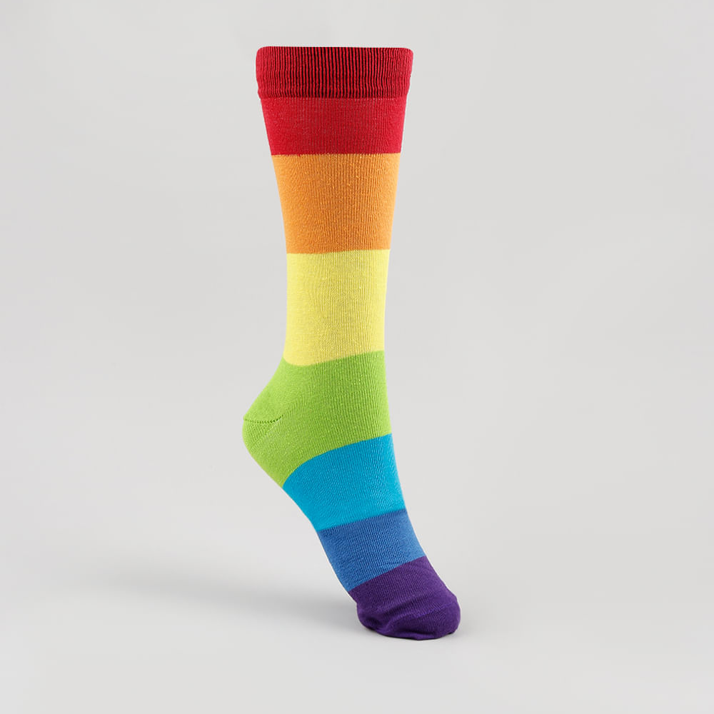 Meia Unissex Carnaval Cano Alto Listrada Multicor Meia Unissex Carnaval Cano Alto Listrada Multicor