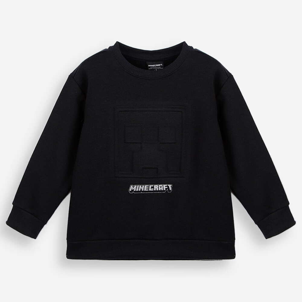 Blusa infantil de moletom minecraft preta Blusa infantil de moletom minecraft preta