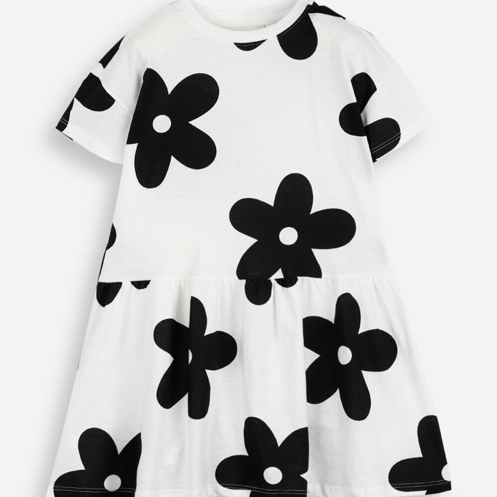 Vestido infantil de algodão estampado floral colorido Vestido infantil de algodão estampado floral colorido