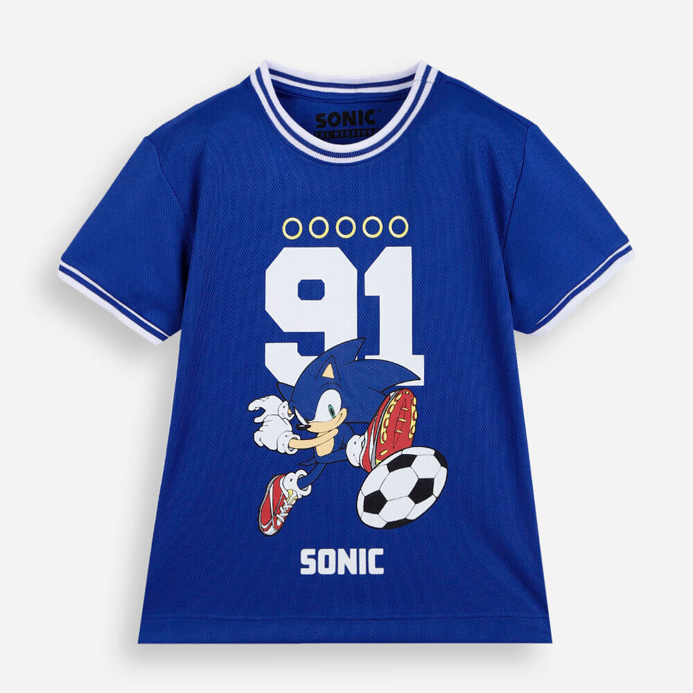 Camiseta esportiva infantil manga curta sonic azul Camiseta esportiva infantil manga curta sonic azul