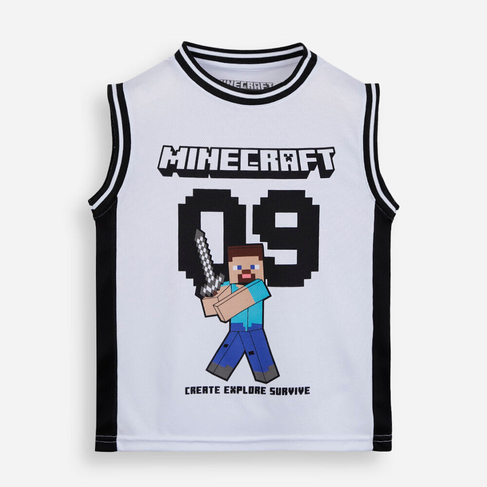 Regata infantil esportiva minecraft off white Regata infantil esportiva minecraft off white