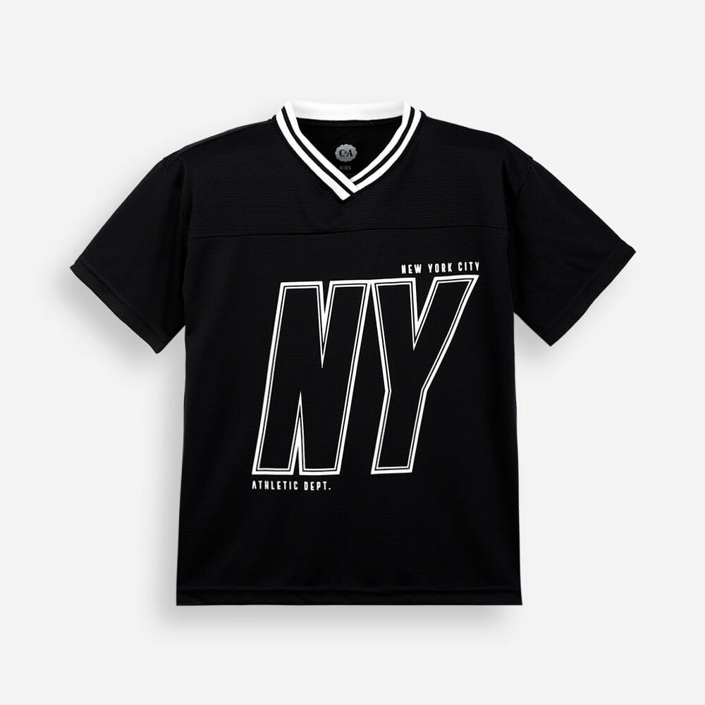 Camiseta esportiva infantil manga curta preta Camiseta esportiva infantil manga curta preta