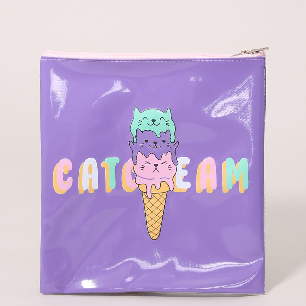 Necessaire "Lavar/Usar" Sanduíche de Gatinho Lilás