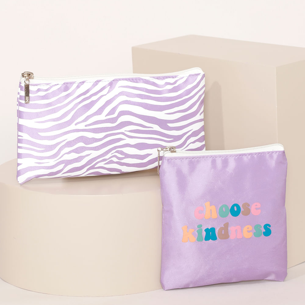 Kit de 2 Nécessaires Femininas "Choose Kindness" Lilás