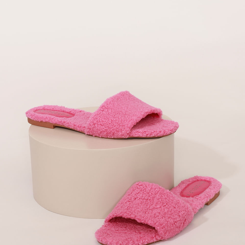 Chinelo Feminino Slide Oneself de Pelo Pink