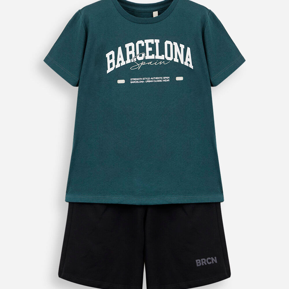 Conjunto infantil de algodão barcelona verde Conjunto infantil de algodão barcelona verde