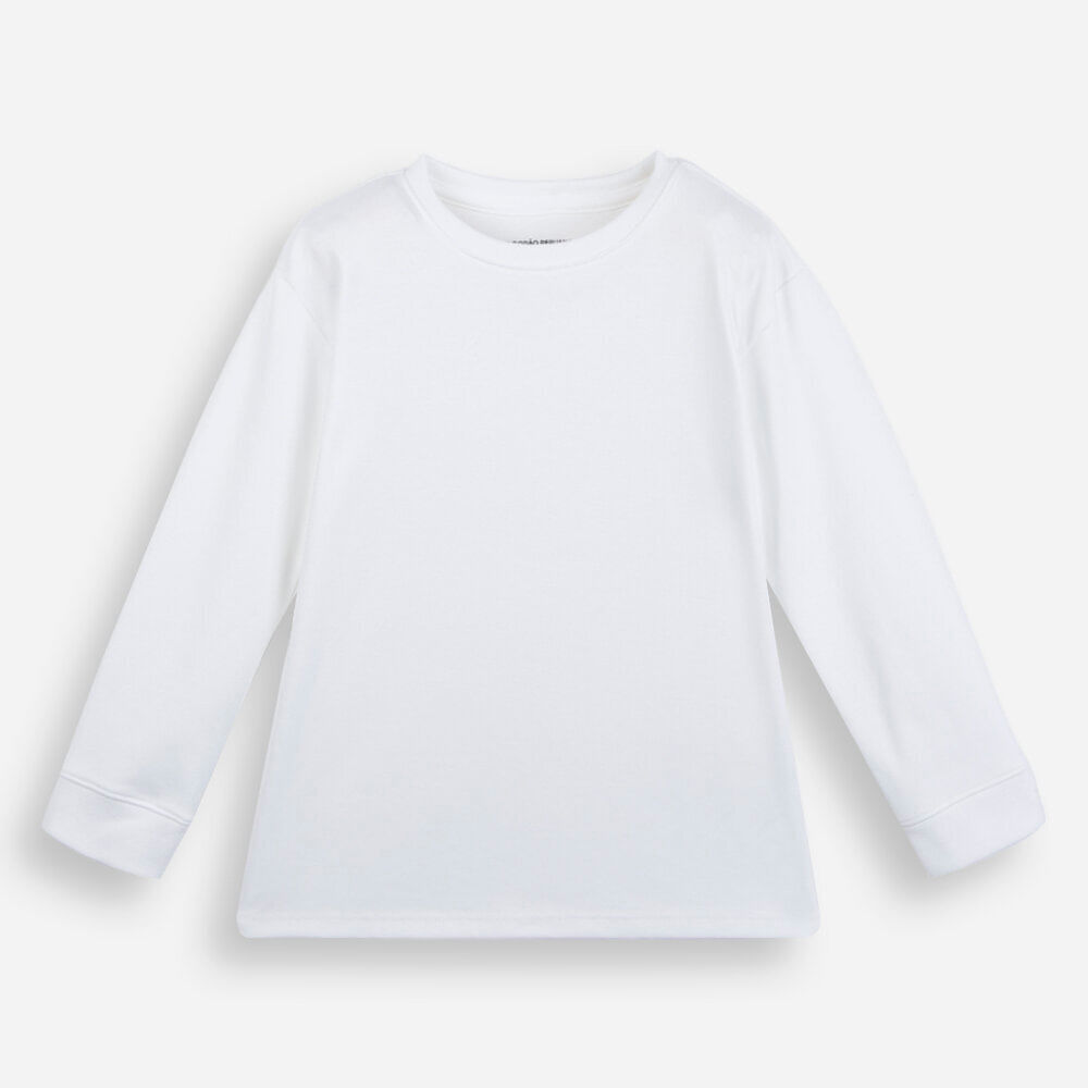 Camiseta infantil de algodão peruano manga longa off white Camiseta infantil de algodão peruano manga longa off white