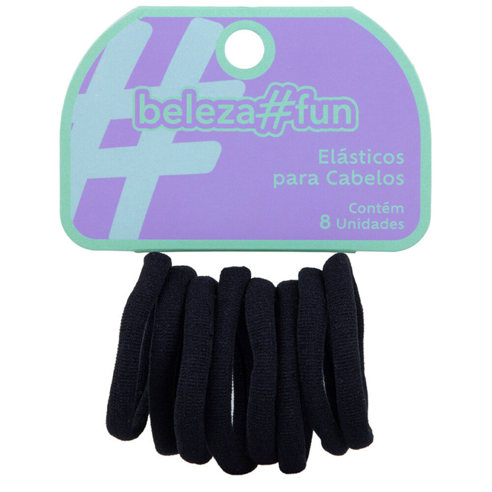 Kit de elásticos para cabelo preto com 8 unidades