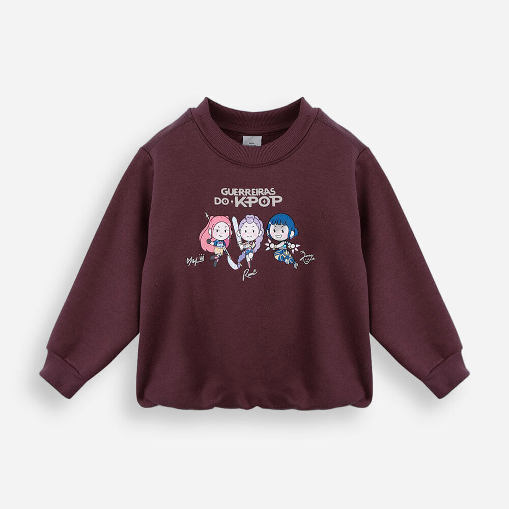 Moletom balonê infantil guerreiras do kpop vinho Moletom balonê infantil guerreiras do kpop vinho