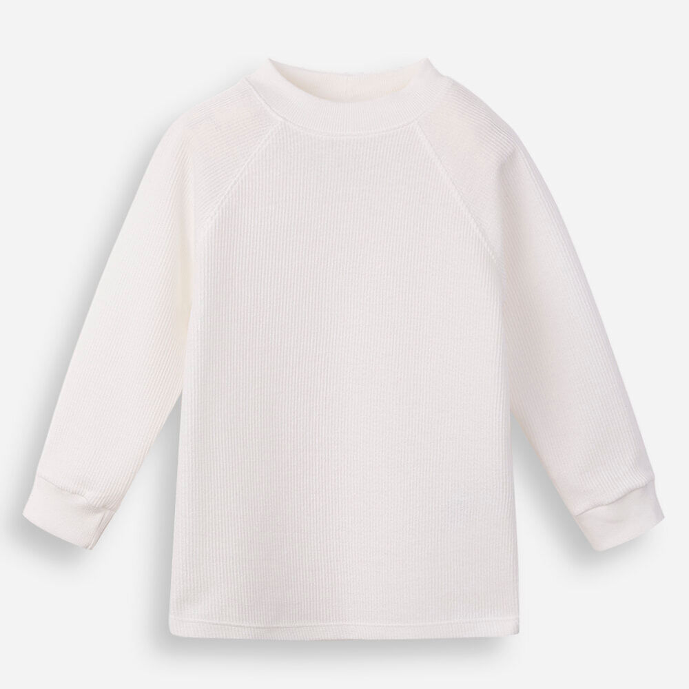 Blusa infantil com algodão manga longa canelada off white Blusa infantil com algodão manga longa canelada off white