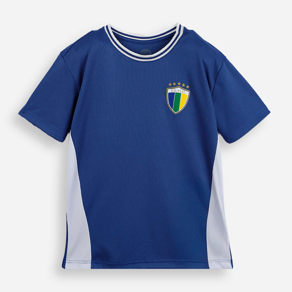 Camiseta esportiva infantil manga curta brasil azul Camiseta esportiva infantil manga curta brasil azul