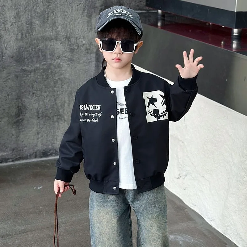 2025 New Boys Baseball Jacket Spring Autumn Badass Streetwear Kids Sporty Jacket 2025 New Boys Baseball Jacket Spring Autumn Badass Streetwear Kids Sporty Jacket