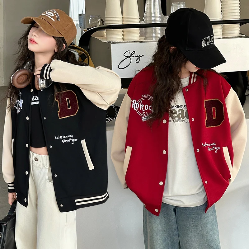 Casual Girl's Spring Autumn Jacket Children Fashionable Baseball Uniform Top for 5 6 7 8 9 10 11 12 13 14 Years Kids Spoty Coat Casual Girl's Spring Autumn Jacket Children Fashionable Baseball Uniform Top for 5 6 7 8 9 10 11 12 13 14 Years Kids Spoty Coat