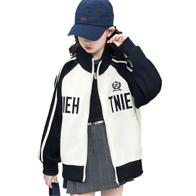 Girls Spring Autumn Baseball Zipper Coat Children Letter Printed Color Blocked Sports Top Jacket Kids Baseball Uniform Clothes Girls Spring Autumn Baseball Zipper Coat Children Letter Printed Color Blocked Sports Top Jacket Kids Baseball Uniform Clothes