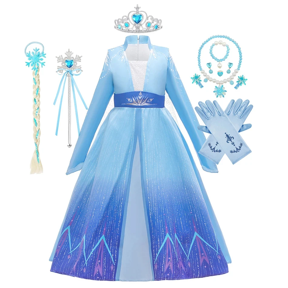 Princess Dress Girls Party Cosplay Elsa Sequin Costume Snow Queen Print Birthday Carnival Gown Kids Bag Clothing 2-10T Princess Dress Girls Party Cosplay Elsa Sequin Costume Snow Queen Print Birthday Carnival Gown Kids Bag Clothing 2-10T