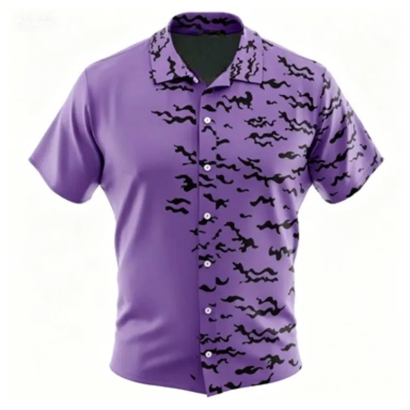 2026 Men's Summer Casual Collar Shirt Anime Short Sleeved Shirt Loose Casual Half Sleeved Shirt 2026 Men's Summer Casual Collar Shirt Anime Short Sleeved Shirt Loose Casual Half Sleeved Shirt