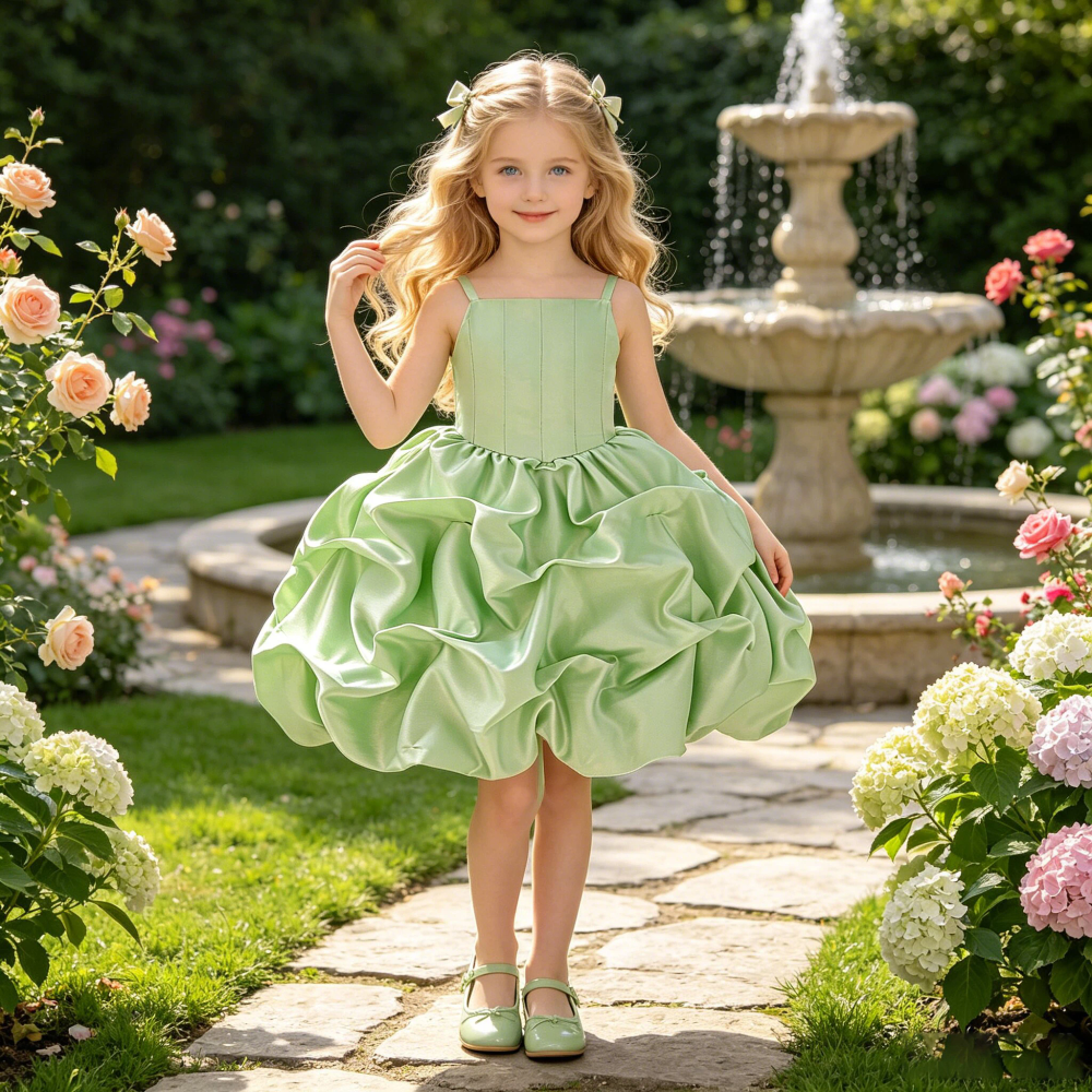 Summer Fold Bridesmaids Party Girls Dress Elegant Wedding Birthday Princess Prom Dress Girl Gala Graduation Host Evening Costume Summer Fold Bridesmaids Party Girls Dress Elegant Wedding Birthday Princess Prom Dress Girl Gala Graduation Host Evening Costume