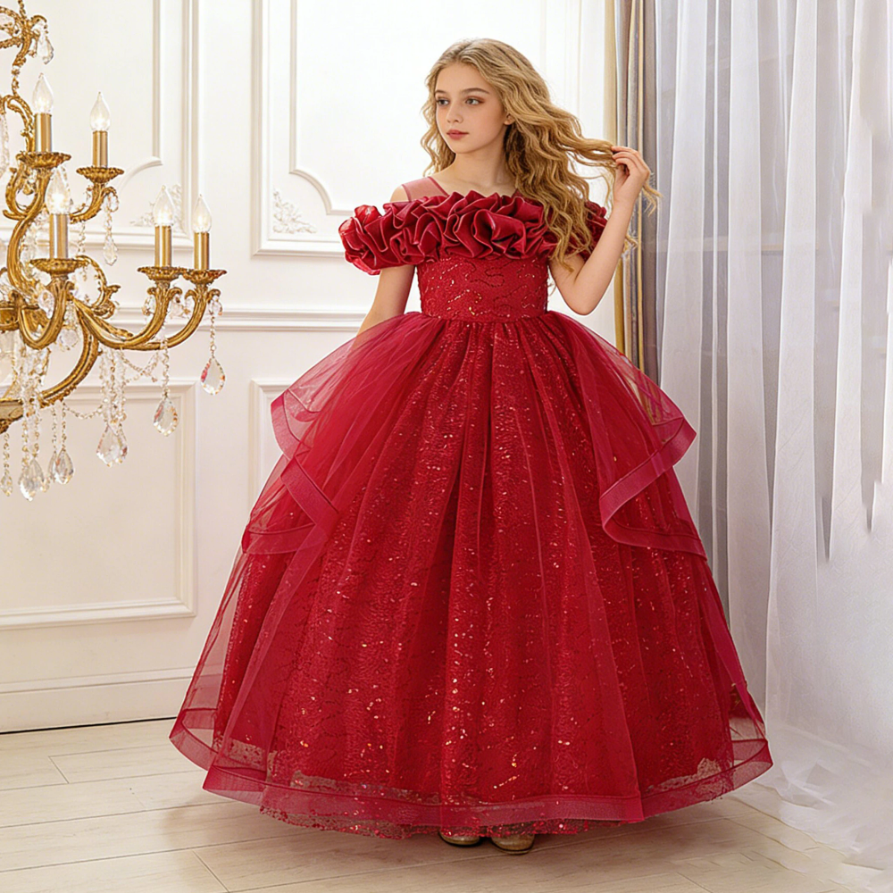 Fashion Flower Party Bridesmaid Girl Dresses Christmas Costume Elegant Wedding Princess Dress Girl First Communion Birthday Gown Fashion Flower Party Bridesmaid Girl Dresses Christmas Costume Elegant Wedding Princess Dress Girl First Communion Birthday Gown