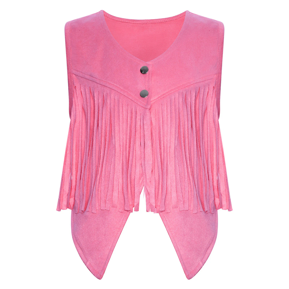 Kids Western Cowboy Cowgirl Hippie Costume Sleeveless Faux Suede Fringe Vest Waistcoat Halloween Carnival Party Cosplay Dress Up Kids Western Cowboy Cowgirl Hippie Costume Sleeveless Faux Suede Fringe Vest Waistcoat Halloween Carnival Party Cosplay Dress Up