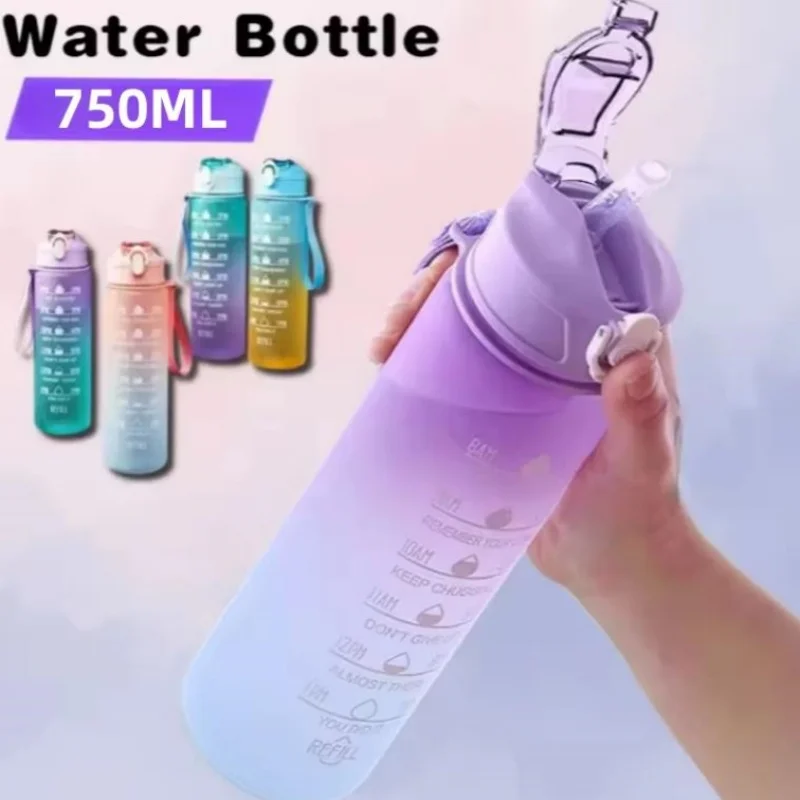 750ML Sports Water Bottle with Time Marker Leak-proof Cup Motivational Portable Water bottle for Outdoor Sport Fitness BPA Free 750ML Sports Water Bottle with Time Marker Leak-proof Cup Motivational Portable Water bottle for Outdoor Sport Fitness BPA Free