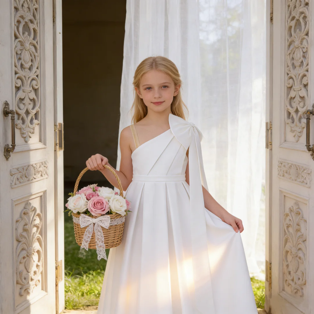 Sky blue princess dress with big bow design high-end dress for girls birthday gift suitable for birthday party dance