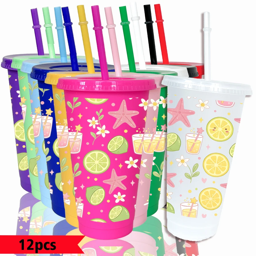 12pcs/pack Stars Lemons Flower Patterns 26oz Colored Plastic Party Cold Cups for Back-to-school Birthday Gifts 12pcs/pack Stars Lemons Flower Patterns 26oz Colored Plastic Party Cold Cups for Back-to-school Birthday Gifts
