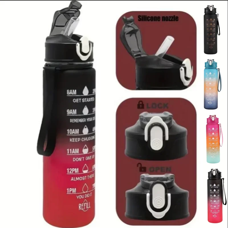 750ml Sports Water Bottle with Time-Tracking Straw Leak Proof Locking Flip Cover for Easy Carry Ideal for Outdoor Adventures 750ml Sports Water Bottle with Time-Tracking Straw Leak Proof Locking Flip Cover for Easy Carry Ideal for Outdoor Adventures