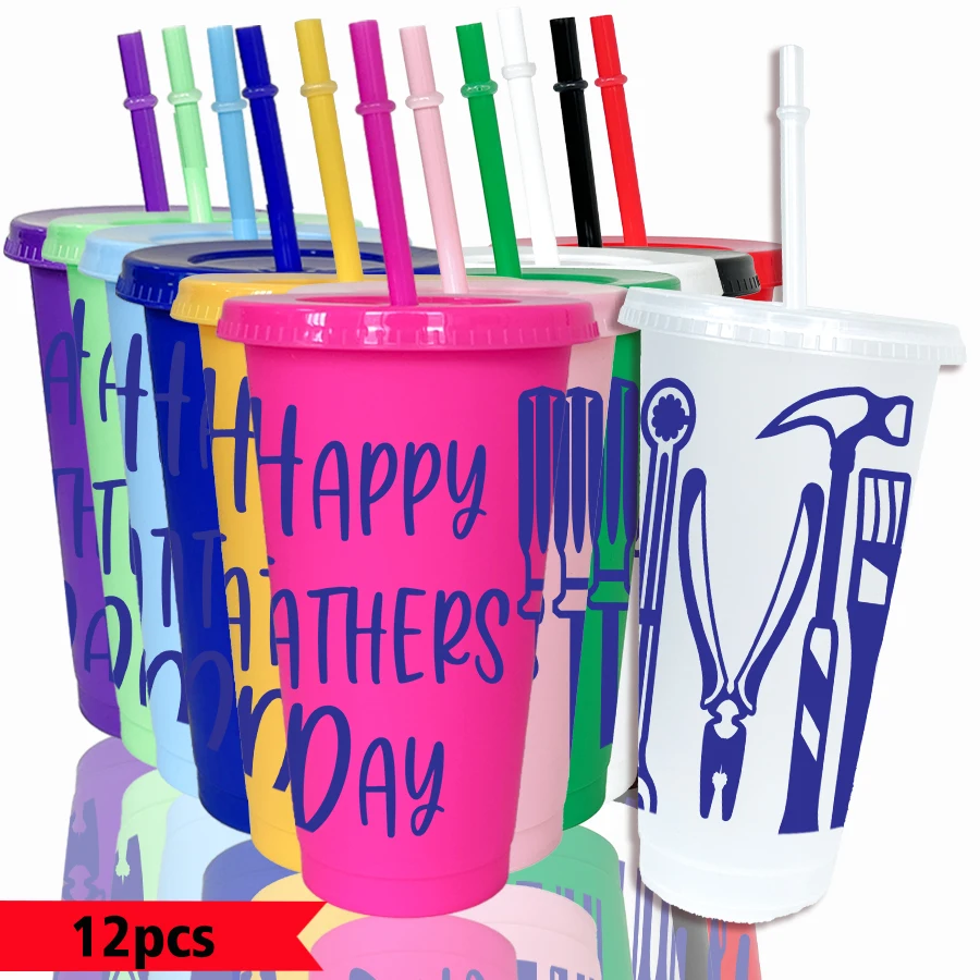 12pcs/set tool text pattern 26oz colored plastic party cold cup for birthday/back-to-school gift gameday drinkware 12pcs/set tool text pattern 26oz colored plastic party cold cup for birthday/back-to-school gift gameday drinkware
