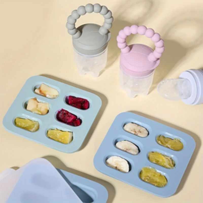 2pcs/set Baby Feeding Set: Fruit Feeder Teether, Ice Cube Tray with Lid for Freezer, Breast Milk and Fresh Food Freezer Mold 2pcs/set Baby Feeding Set: Fruit Feeder Teether, Ice Cube Tray with Lid for Freezer, Breast Milk and Fresh Food Freezer Mold