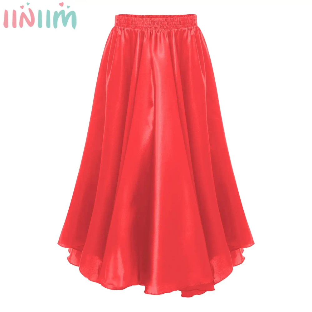 Teen Girls Flamenco Dance Spanish Paso Doble Skirt 360 Degree Chiffon Maxi Skirts Ballroom Latin Tango Performance Dancewear