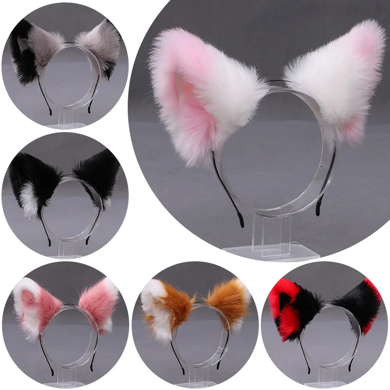 Fluffy Fox Cat Ear Plush Headband Soft Furry Hair Hoops Cute Animal Cosplay Hair Accessories for Girls Women Masquerade Party